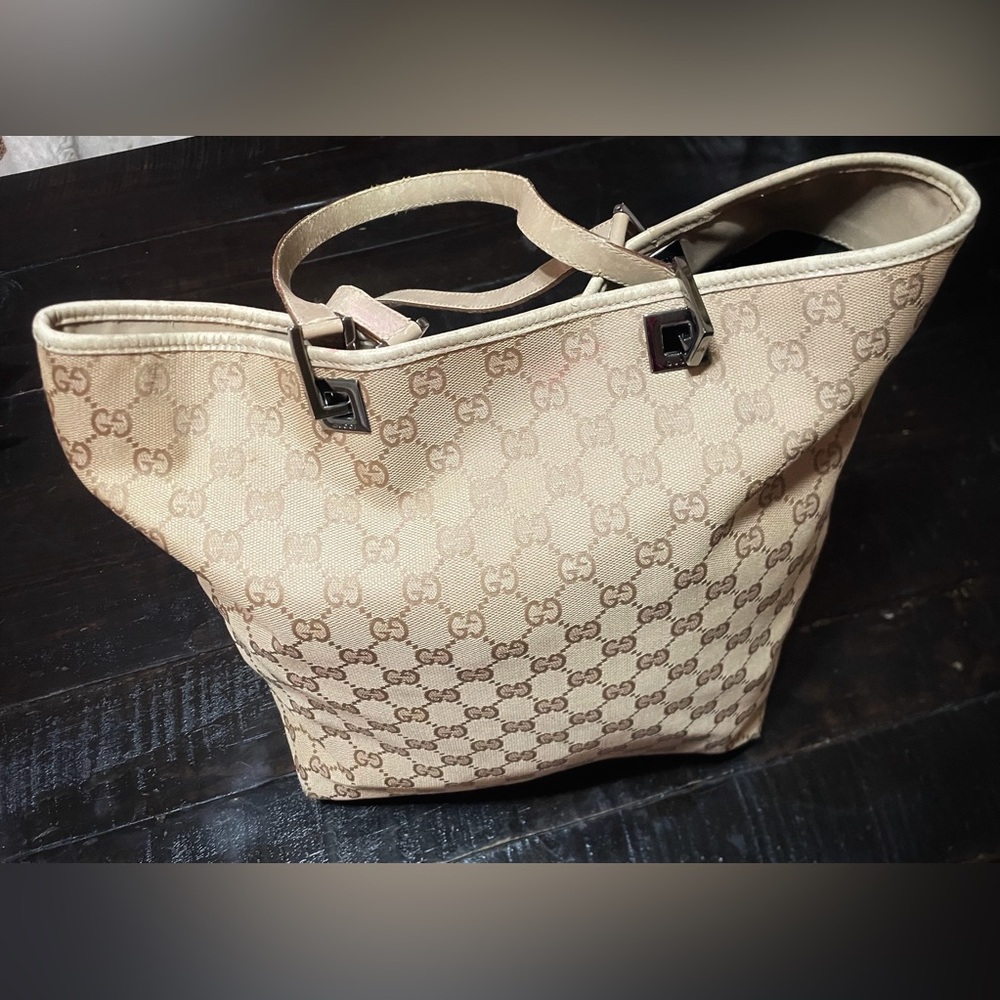 Authentic Gucci GG Monogram Bucket Tote Purse - Picture 2 of 12